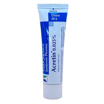 Acretin 0.025% Cream tube.