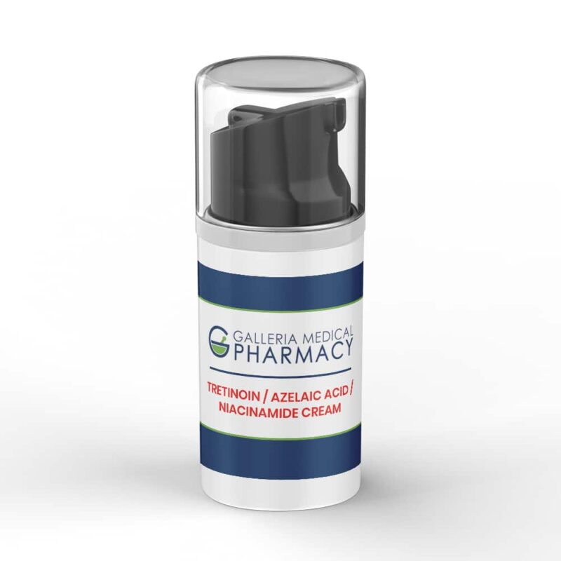 Tretinoin, azelaic acid, & niacinamide serum bottle.