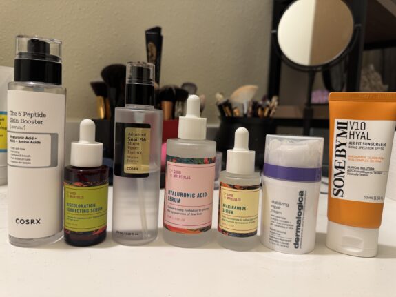 Tretinoin serum bottle, skincare product.