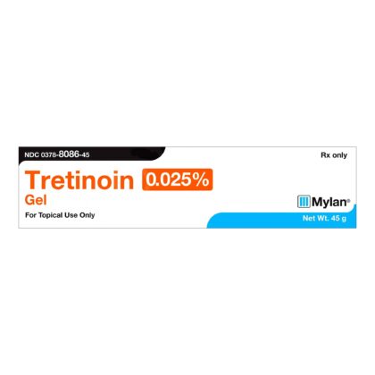 Tretinoin 0.1% gel tube. Acne treatment.