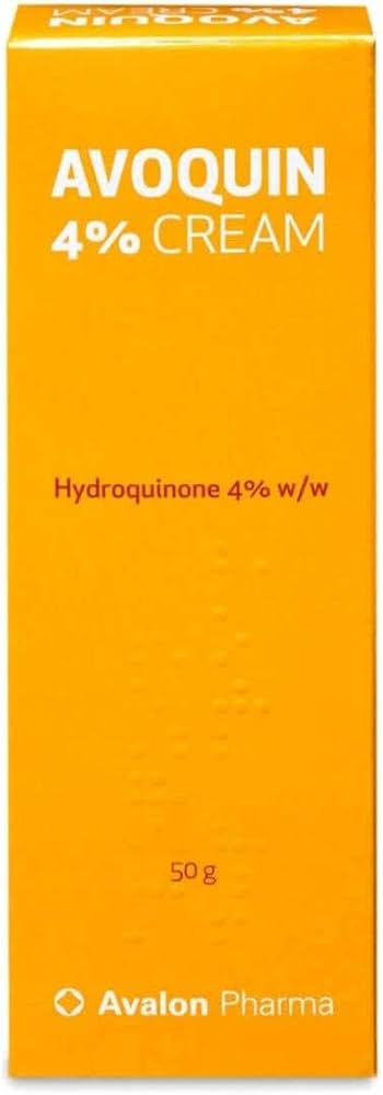 Avoquin Hydroquinone cream tube.