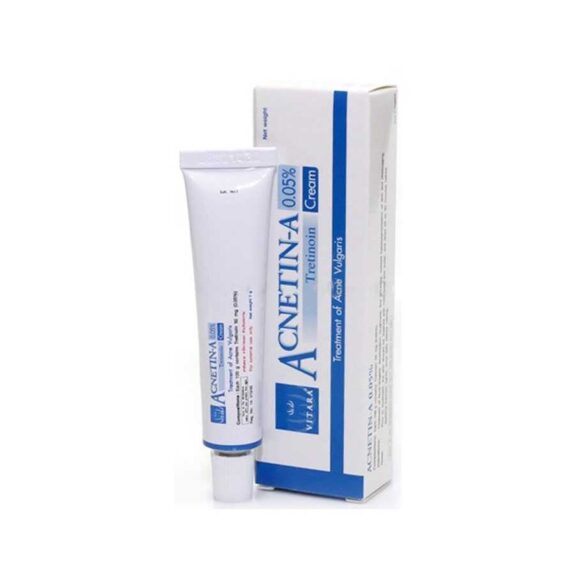 Vitara Acnetin A 0.05% acne treatment cream.