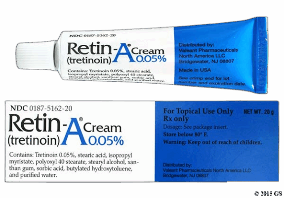 Tretinoin Retin-A cream, topical acne treatment.