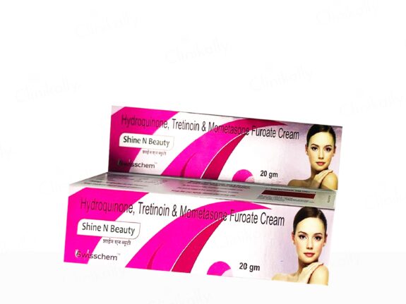 Tretinoin Shine: Skincare serum bottle.