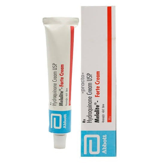 Melalite cream tube, showing product packaging.