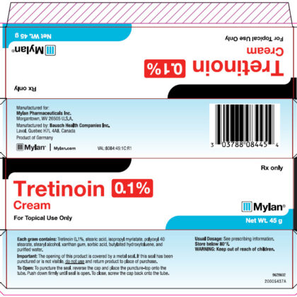 Mylan Tretinoin Cream 0.1% tube