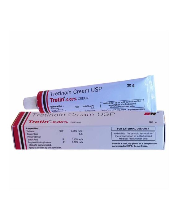 Tretinoin 0.05% Cream (Generic Retin-A), 2 tubes.