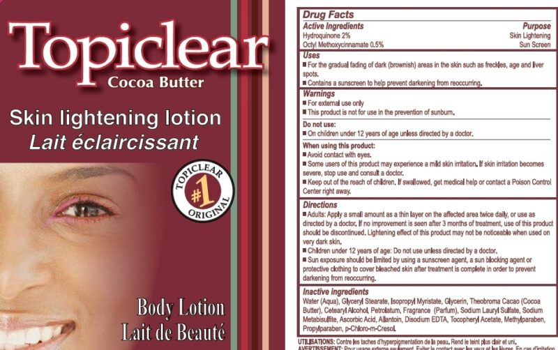 Topiclear Hydroquinone cream, skin lightening treatment.