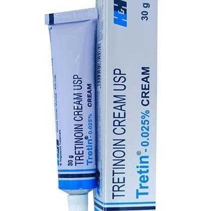 Tretinoin Cream 0.025% USP, topical acne treatment.