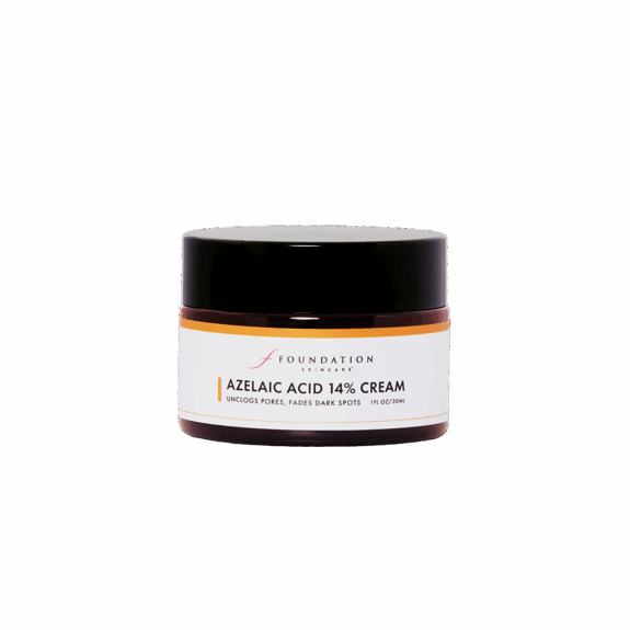 Azelaic acid serum applied to face.