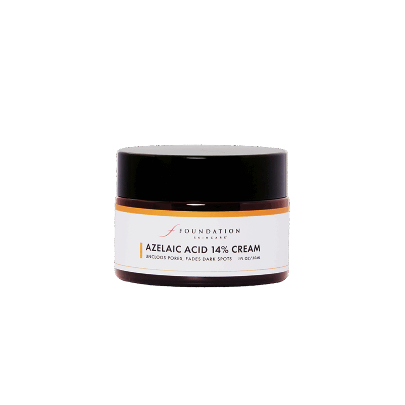 Azelaic acid serum applied to face.