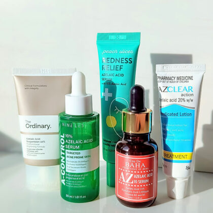 Korean skincare set featuring azelaic acid.