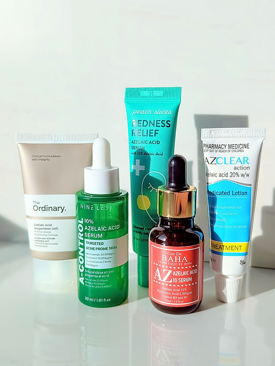 Korean skincare set featuring azelaic acid.