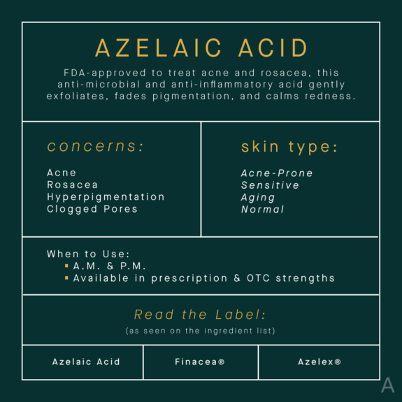 Azelaic acid serum for skin. Brightens, clarifies, reduces blemishes.