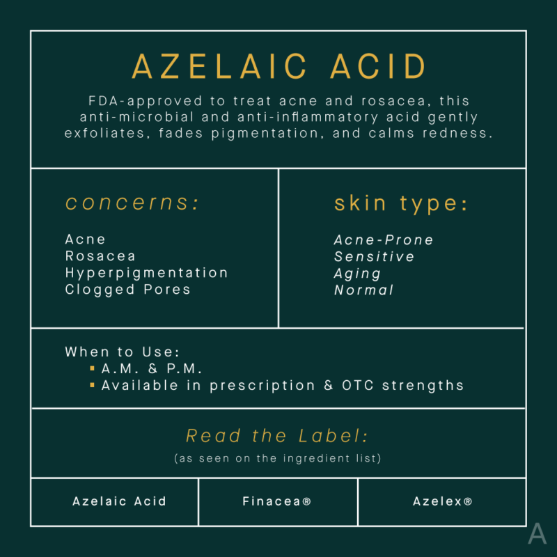 Azelaic acid serum for skin. Brightens, clarifies, reduces blemishes.