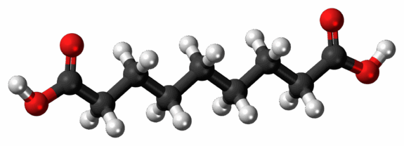Azelaic Acid chemical formula illustration.