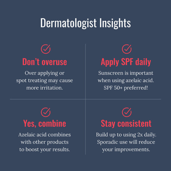 Azelaic Acid Uses Guide: infographic showing benefits & applications.