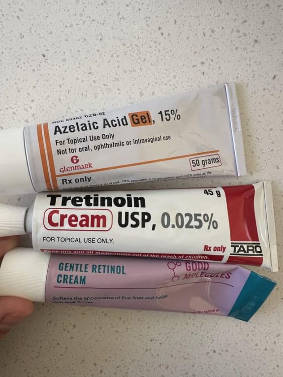 Azelaic acid and retinol serum.