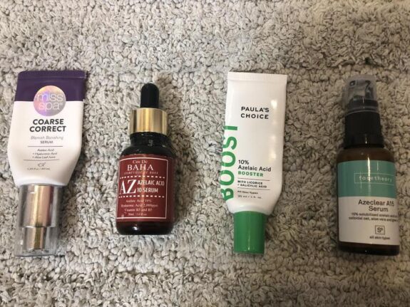 Azelaic acid hair loss treatment serum bottle.