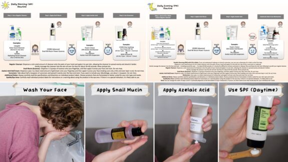 Azelaic acid and snail mucin serum bottle