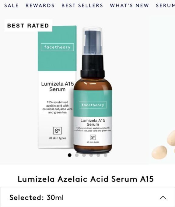 Lumizela Azelaic Acid Serum A15: Product image.